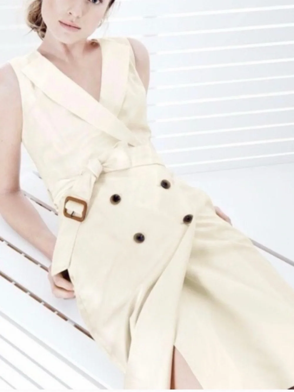 J. Crew Ivory Trench Wool Dress in Super 120s